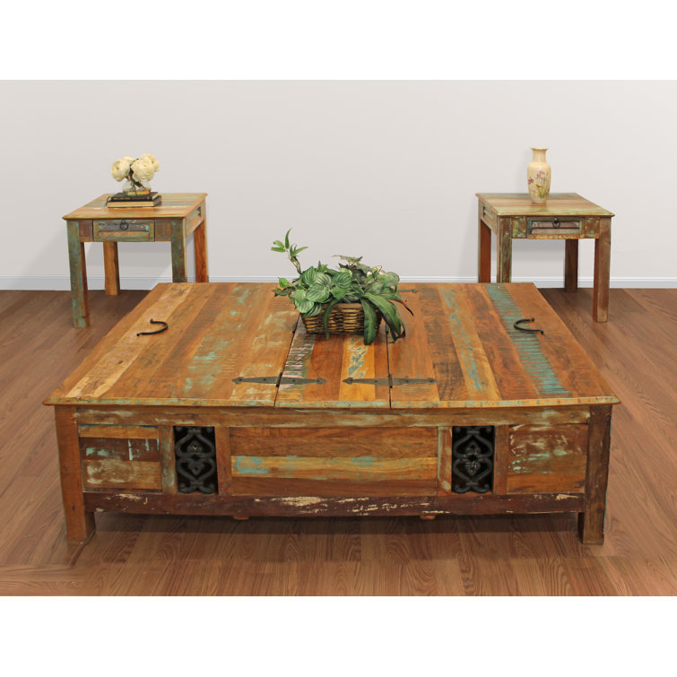 Langley Street Killingly 3 Piece Solid Wood Living Room Table Set